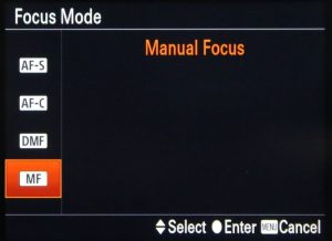 Manual focus on Sonys
